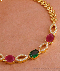 Real Gold Look Chain Bracelet Multi Stone Design With Price BRAC933 Real Gold Look Chain Bracelet Multi Stone Design With Price BRAC933