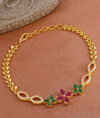 Stylish Gold Imitation Flower Design Bracelet With Ad Stone BRAC945 Stylish Gold Imitation Flower Design Bracelet With Ad Stone BRAC945