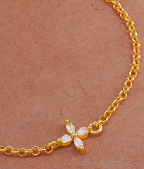 18K Simple Gold Design Chain Bracelet With Diamond Charms BRAC946 18K Simple Gold Design Chain Bracelet With Diamond Charms BRAC946