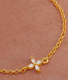 18K Simple Gold Design Chain Bracelet With Diamond Charms BRAC946