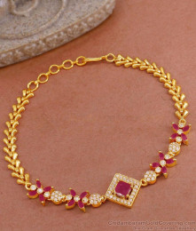 Elegant Ruby Stone Gold Plated Bracelet At Affordable Price BRAC948