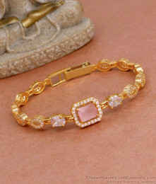 Attractive Pink Diamonds Gold Plated Bracelets For College Wear BRAC960