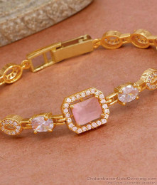 Attractive Pink Diamonds Gold Plated Bracelets For College Wear BRAC960