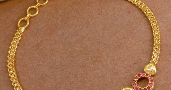 Full Ruby Stone Gold Covering Hand Chain For Womens BRAC962