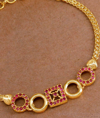 Full Ruby Stone Gold Covering Hand Chain For Womens BRAC962