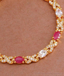 Glittering Ruby White Diamond Party Wear Gold Bracelets BRAC966 Glittering Ruby White Diamond Party Wear Gold Bracelets BRAC966