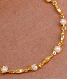 Light Weight Pure Gold Tone Bracelet With Pearls BRAC968 Light Weight Pure Gold Tone Bracelet With Pearls BRAC968