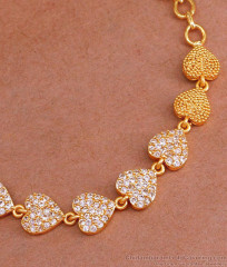 American Diamond Heart Shaped Bracelet In Gold Finish BRAC976 American Diamond Heart Shaped Bracelet In Gold Finish BRAC976