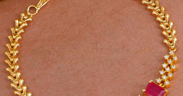 Fancy Ruby Bracelets Modern Gold Hand Chain Designs BRAC980