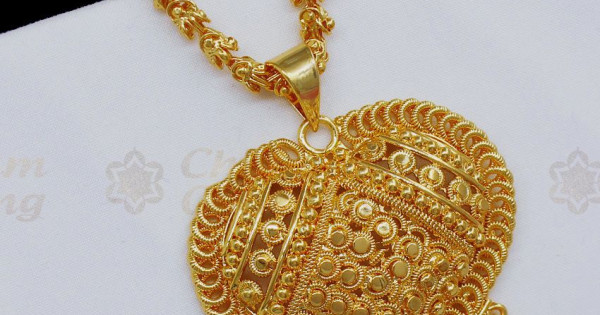 Valentine Special Heart Dollar With Chain One Gram Gold Design BGDR697