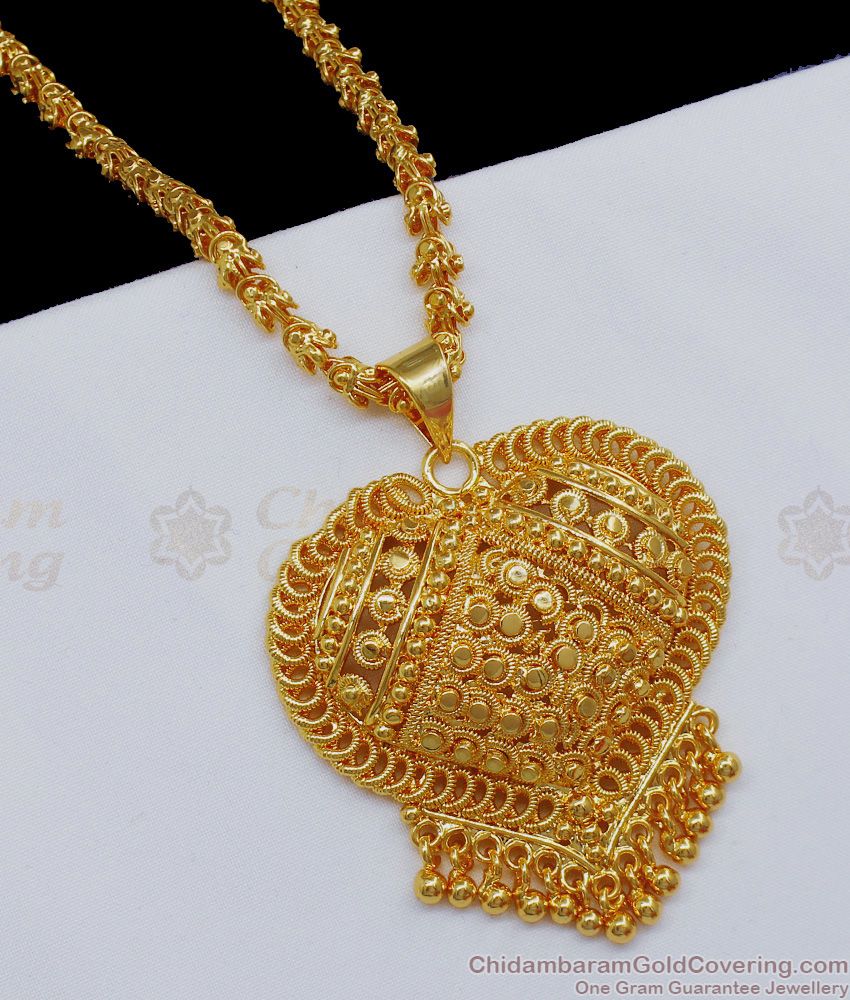 Valentine Special Heart Dollar With Chain One Gram Gold Design BGDR697