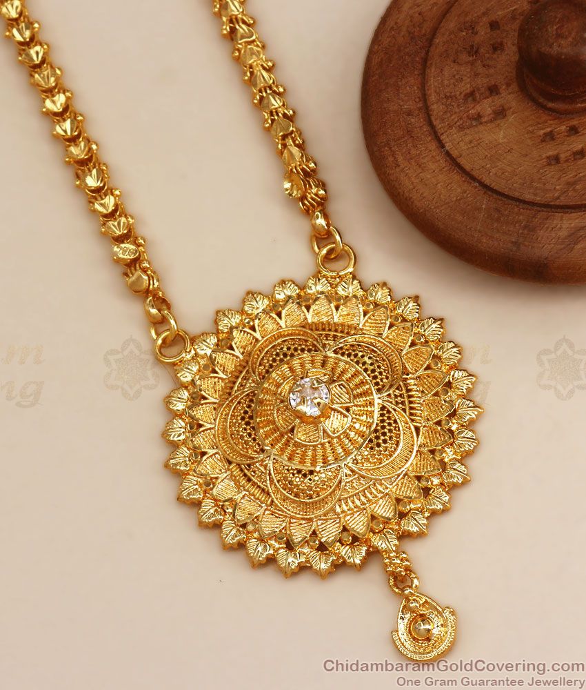 Traditional Gold Dollar Chain Daily Wear White Stone Shop Online BGDR1002