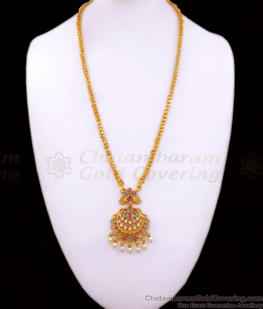 Attractive Pearl Drops 1 Gram Gold Dollar with Earring Combo Shop Online BGDR1011