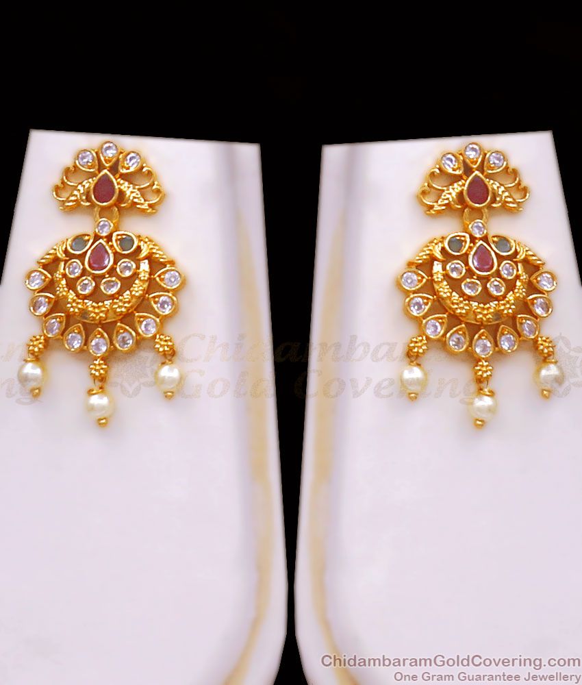 Attractive Pearl Drops 1 Gram Gold Dollar with Earring Combo Shop Online BGDR1011