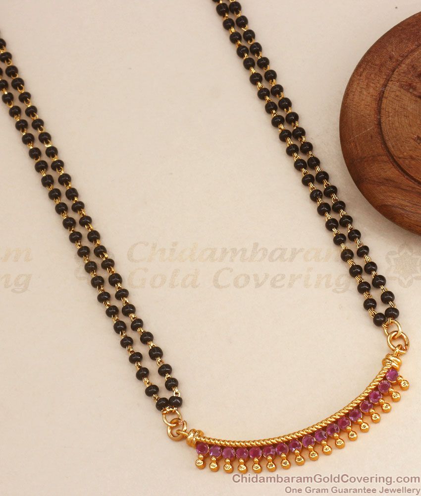 One Gram Gold Mangalsutra Ruby Stone Dollar Chain Shop Online BGDR1012