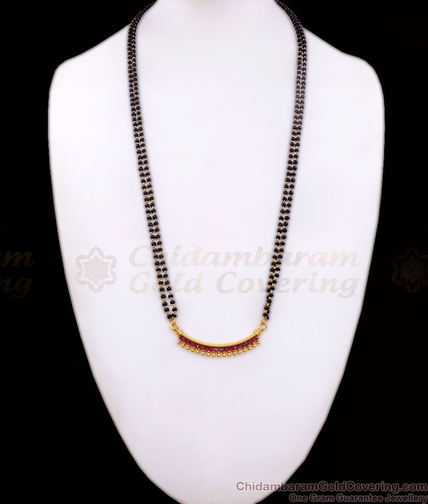 One Gram Gold Mangalsutra Ruby Stone Dollar Chain Shop Online BGDR1012