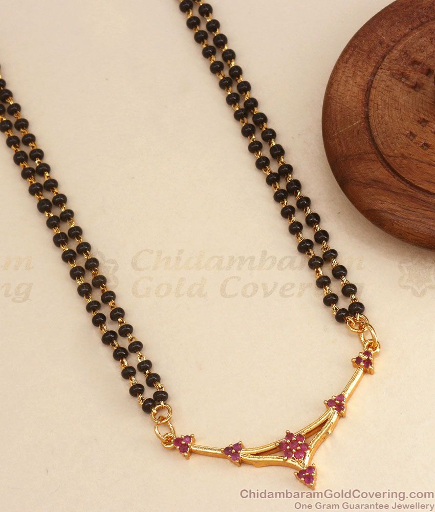 Stylish 1 Gram Gold Mangalsutra Ruby Stone Dollar Collections BGDR1014