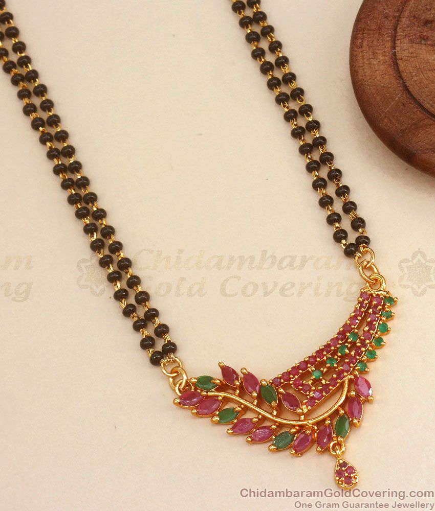 Beautiful Full Stone Gold Imitation Mangalsutra Dollar Chain Shop Online BGDR1017