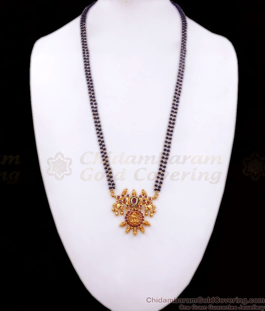 Double Line Black Beaded Mangalsutra Thali Chain Shop Online BGDR1018