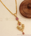 Thin Gold Plated Pendant Chain With Ruby Stone BGDR1026