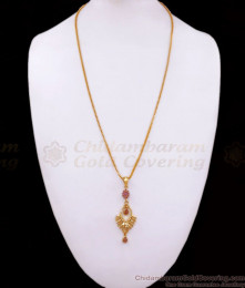Thin Gold Plated Pendant Chain With Ruby Stone BGDR1026 Thin Gold Plated Pendant Chain With Ruby Stone BGDR1026