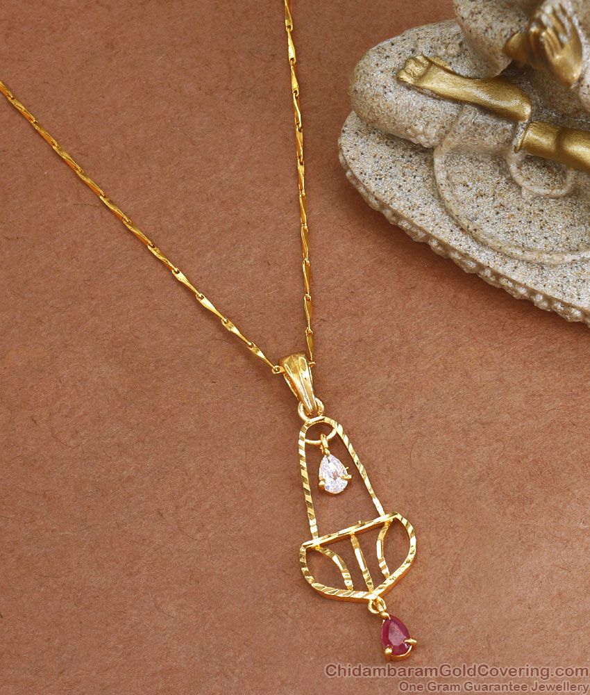 Unique 1 Gram Gold Dollar Chain Hanging Stone Pattern BGDR1028