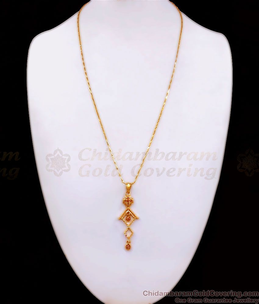 24 Inch One Gram Gold Ruby Stone Dollar Chain Shop Online BGDR1029