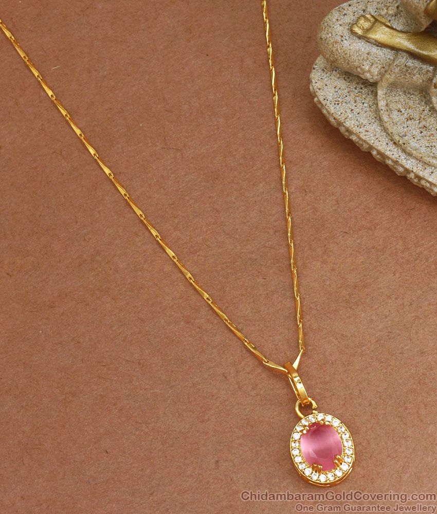 Pink Crystal Stone Gold Plated Dollar Chain College Wear Collections BGDR1030