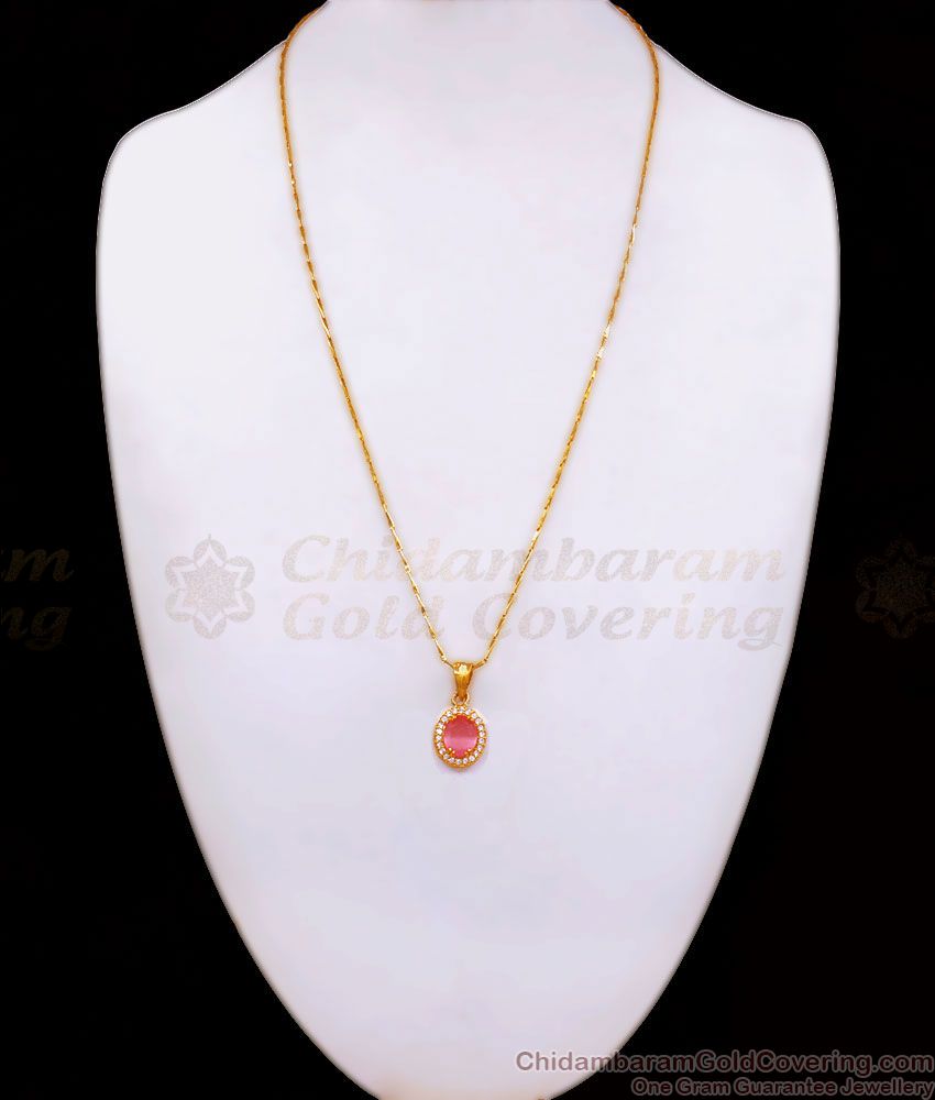 Pink Crystal Stone Gold Plated Dollar Chain College Wear Collections BGDR1030