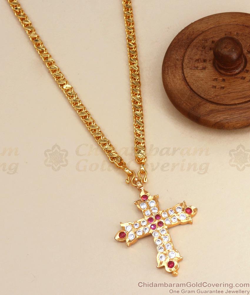 Medium Size Traditional Impon Cross Dollar Chain Christians Collections BGDR1049