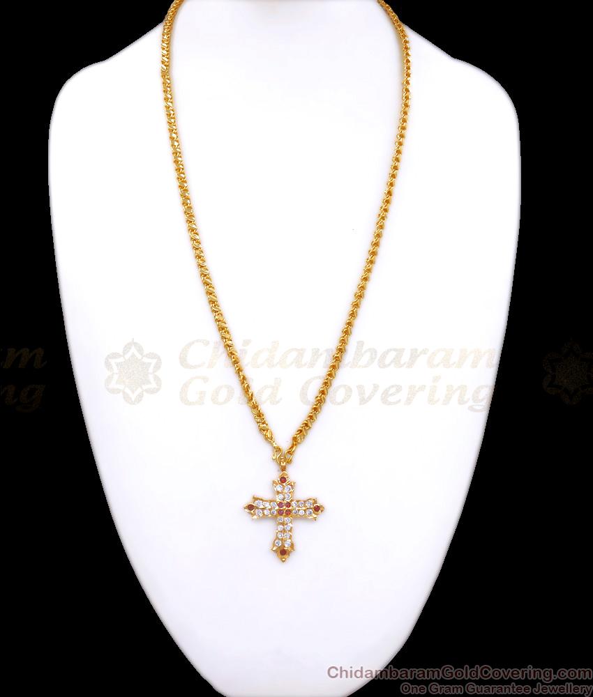 Medium Size Traditional Impon Cross Dollar Chain Christians Collections BGDR1049