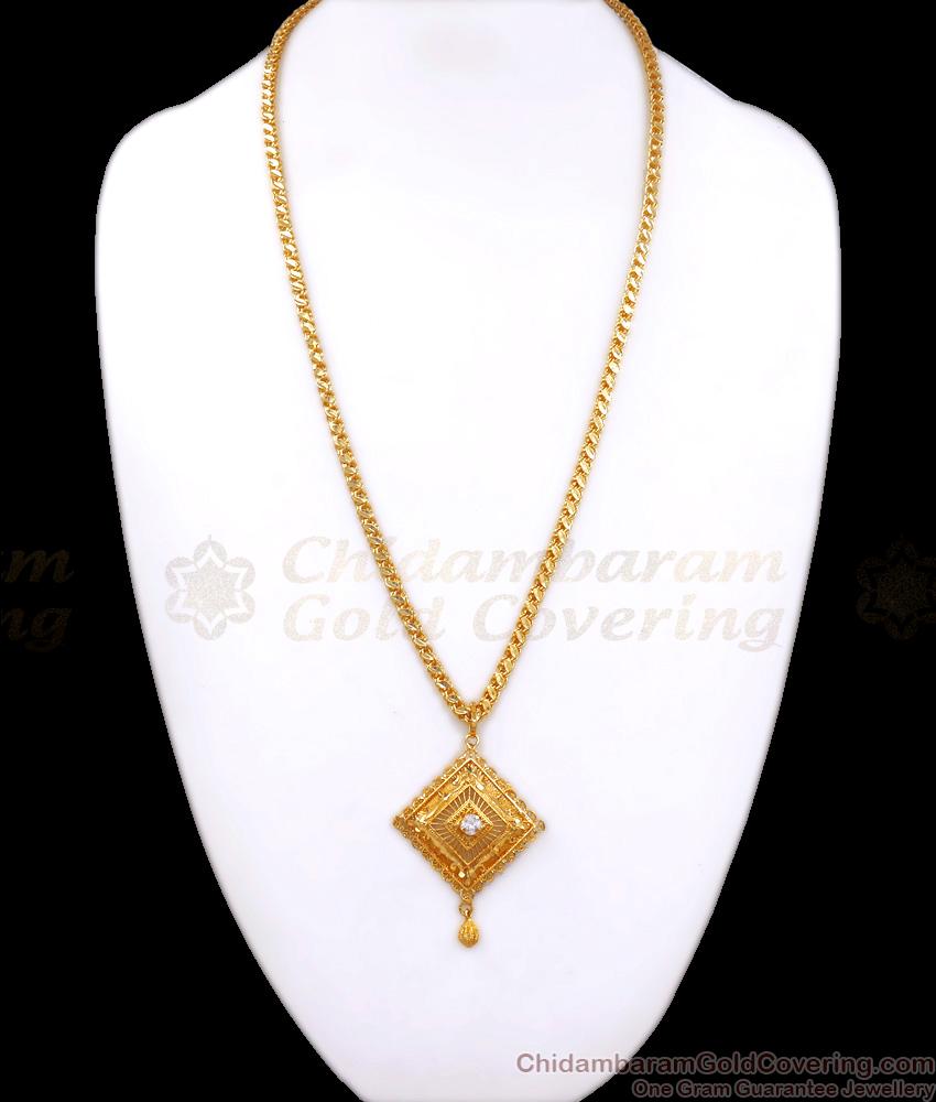 Regular Use White Stone Gold Plated Dollar Chain Shop Online BGDR1061