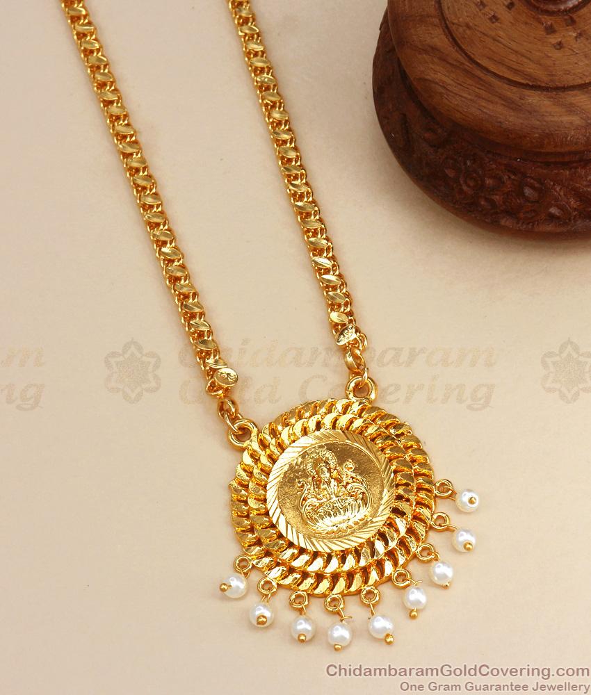 Beautiful Hanging White Beads Gold Plated Lakshmi Dollar Chain BGDR1065