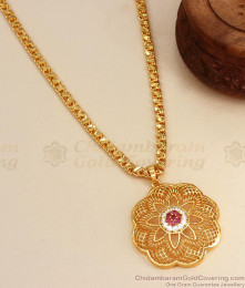 AD Stone Floral One Gram Gold Dollar Chain Designs Shop Online BGDR1068 AD Stone Floral One Gram Gold Dollar Chain Designs Shop Online BGDR1068