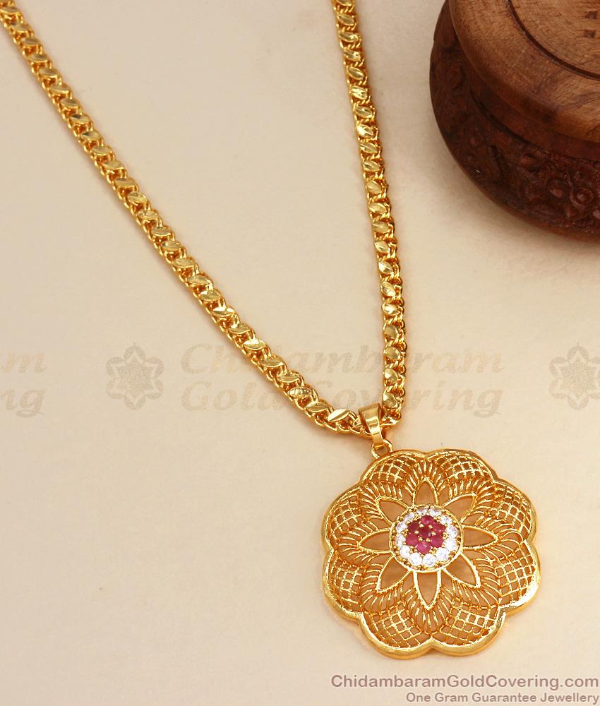 AD Stone Floral One Gram Gold Dollar Chain Designs Shop Online BGDR1068