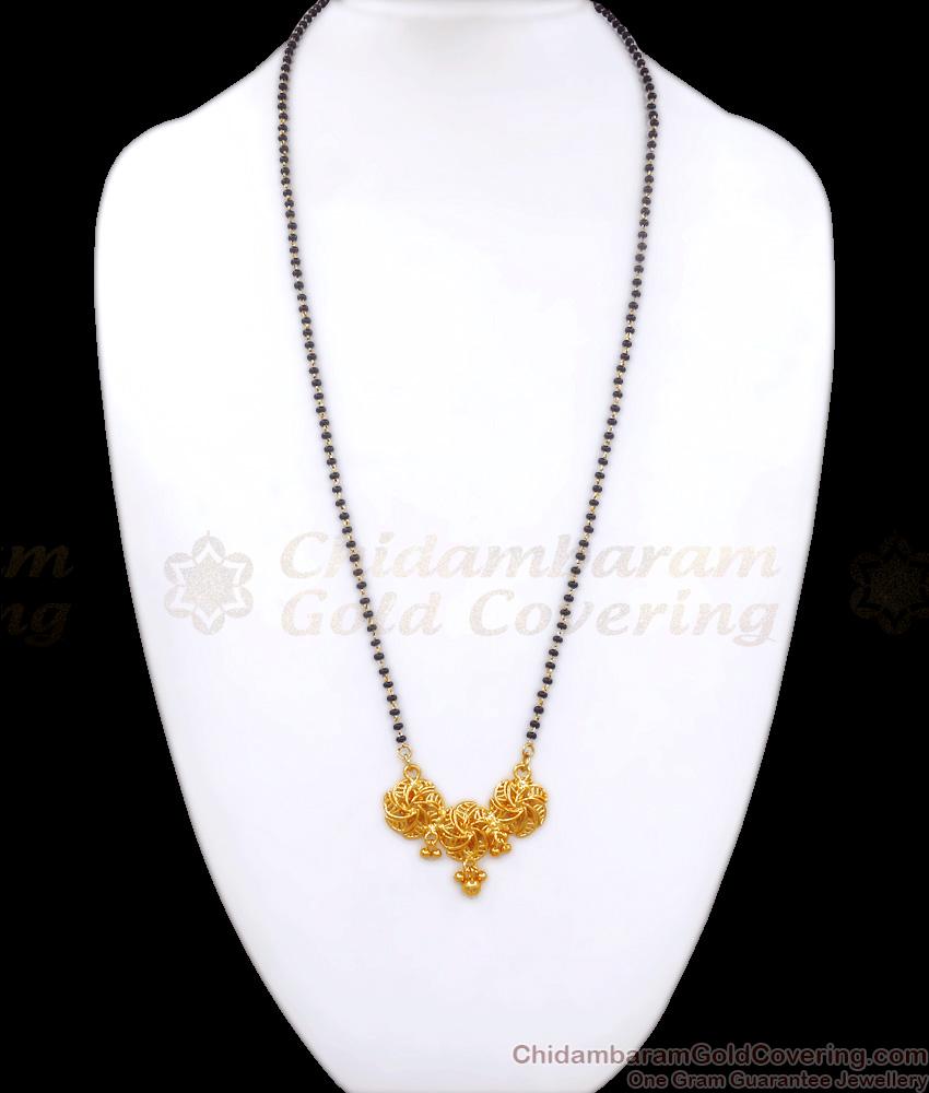 Trendy Single Line Black Beads Gold Plated Mangalsutra Dollar Chain Designs BGDR1072