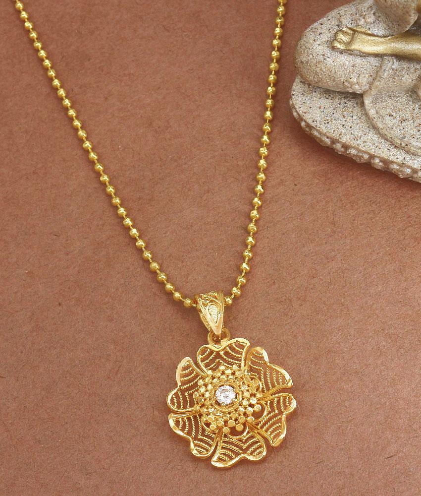 One Gram Gold Plated Dollar Chain Floral Pattern Shop Online BGDR1077