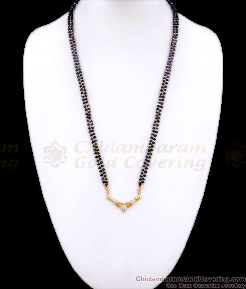 Stylish White Floral Gold Plated Mangalsutra Dollar Chain Shop Online BGDR1087