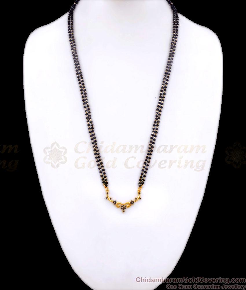 Full Black Beaded Double Line Gold Mangalsutra Dollar Chain Shop Online BGDR1088