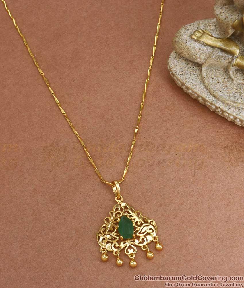 Arabian Artwork Single Emerald Stone 1 Gram Gold Dollar Chain Shop Online BGDR1090