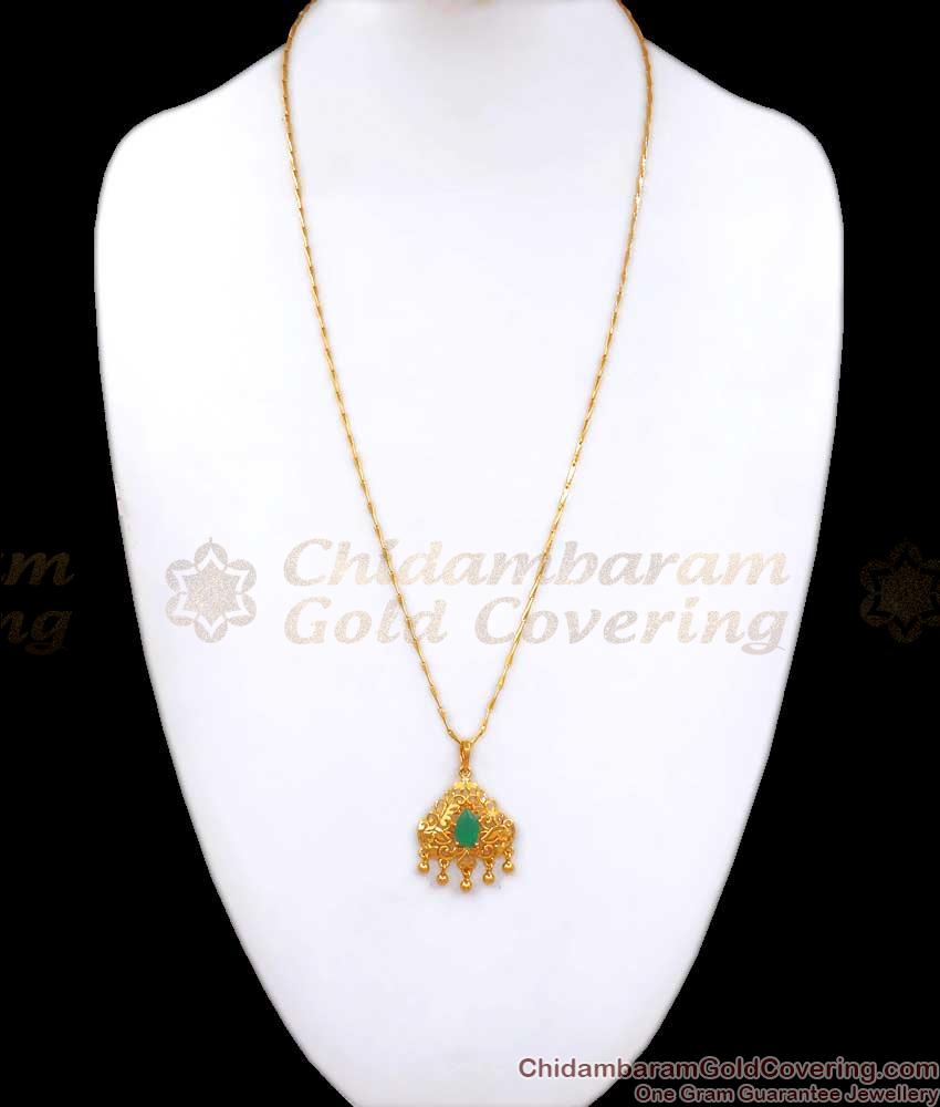 Arabian Artwork Single Emerald Stone 1 Gram Gold Dollar Chain Shop Online BGDR1090