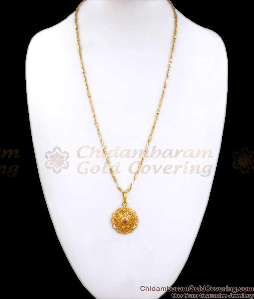 Stylish Office Wear Floral Gold Dollar Chain Ruby Stone Collections BGDR1091