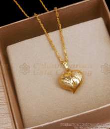 3D Heart Shaped Gold Plated Pendant Long Chain Designs Shop Online BGDR1099 3D Heart Shaped Gold Plated Pendant Long Chain Designs Shop Online BGDR1099