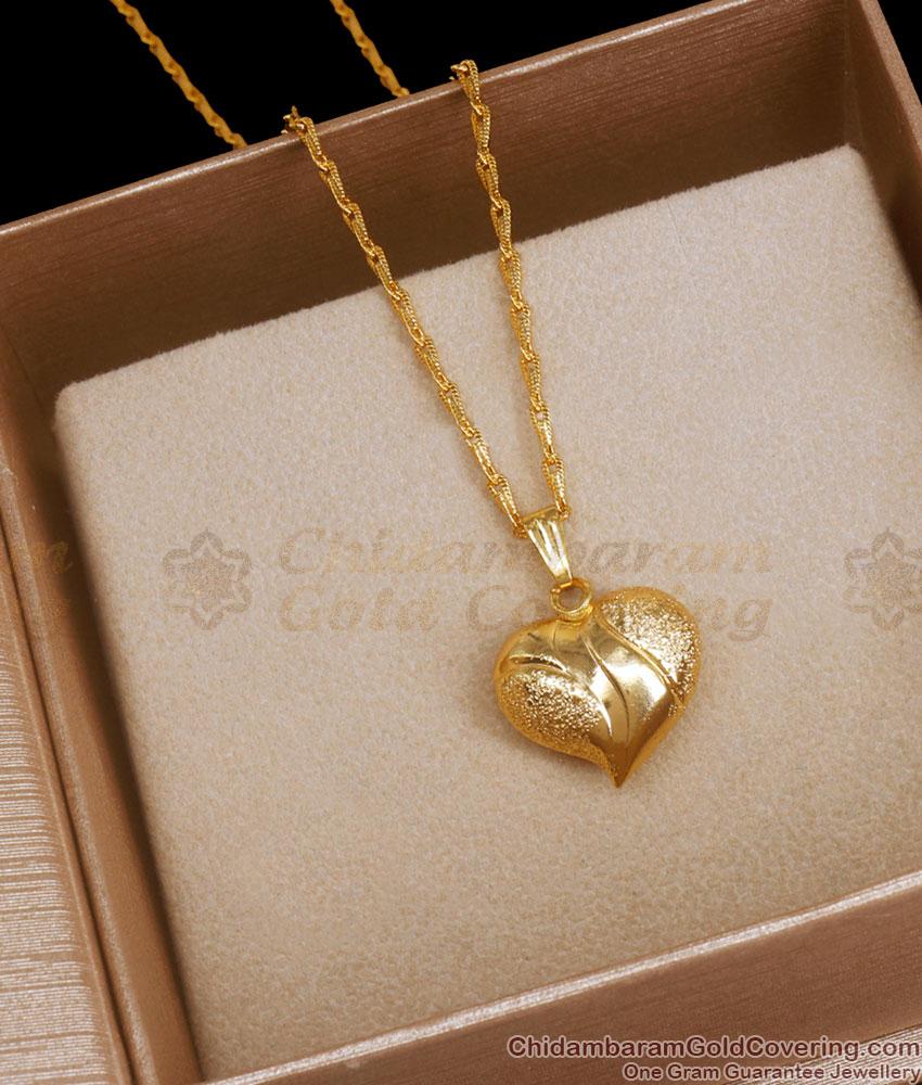 3D Heart Shaped Gold Plated Pendant Long Chain Designs Shop Online BGDR1099