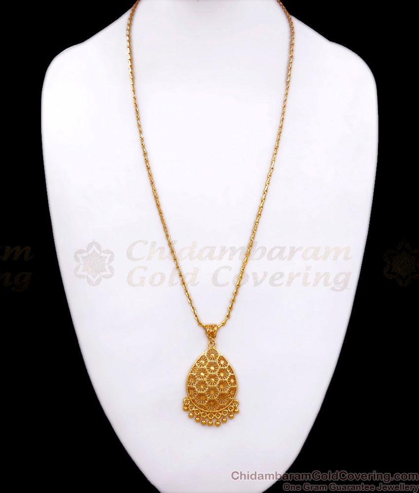 One Gram Gold Dollar Chain Regular Wear Hanging Beads Designs BGDR1100