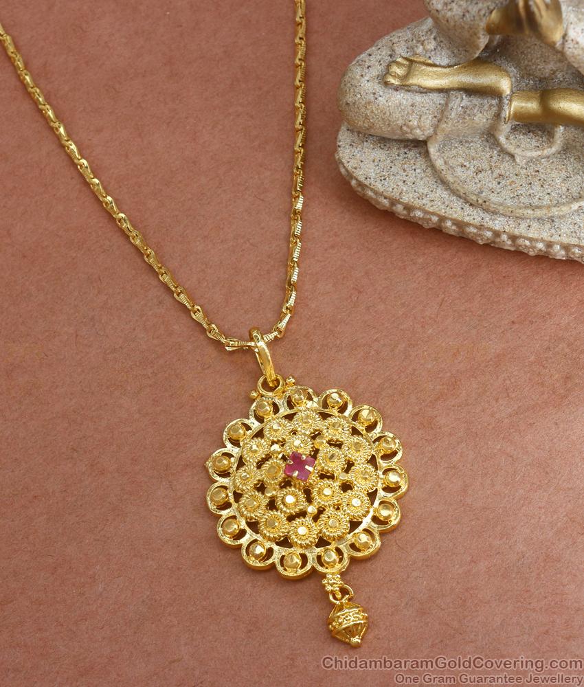 Unique Bollywood Fashion Gold Dollar Chain Ruby Stone Collections BGDR1103