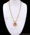 Unique Big Ruby Kemp CZ White Stone Gold Dollar Chain Party Wear BGDR1104