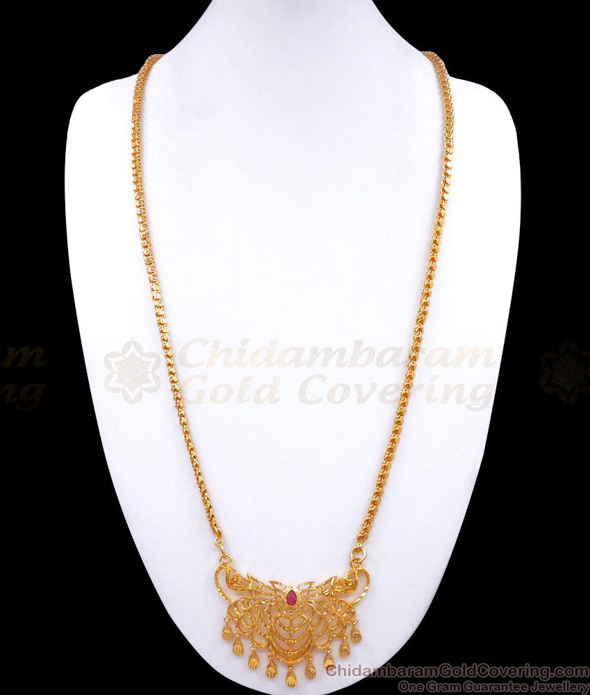 30 inches Long One Gram Gold Dollar Chain Ruby Stone Lotus Designs BGDR1120-LG