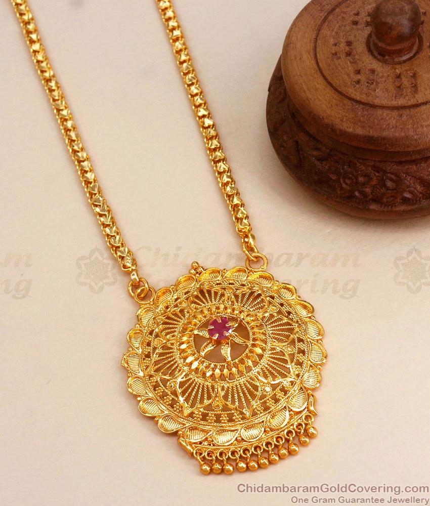 30 Inches Long Single Ruby Stone Gold Plated Dollar Chain Shop Online BGDR1121-LG