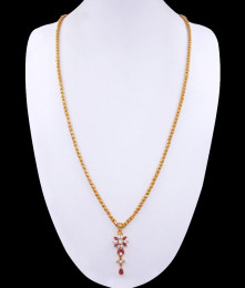 30 inches Long Ruby White Floral Gold Dollar Chain Daily Use BGDR1129-LG 30 inches Long Ruby White Floral Gold Dollar Chain Daily Use BGDR1129-LG